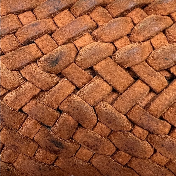 Vintage BOHO Moroccan Genuine Brown Leather Basket Weave Belt with Brass Buckle - Picture 13 of 13